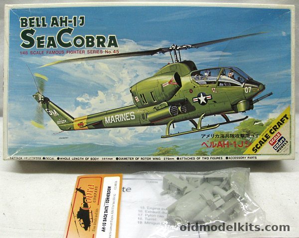 Fujimi 1/48 Bell AH-1J Sea Cobra - Twin Engine Attack Helicopter - US Marines HMA-369 or HMA-163 - With Cobra AH-1G Back Date / Conversion Kit, 5A-45 plastic model kit